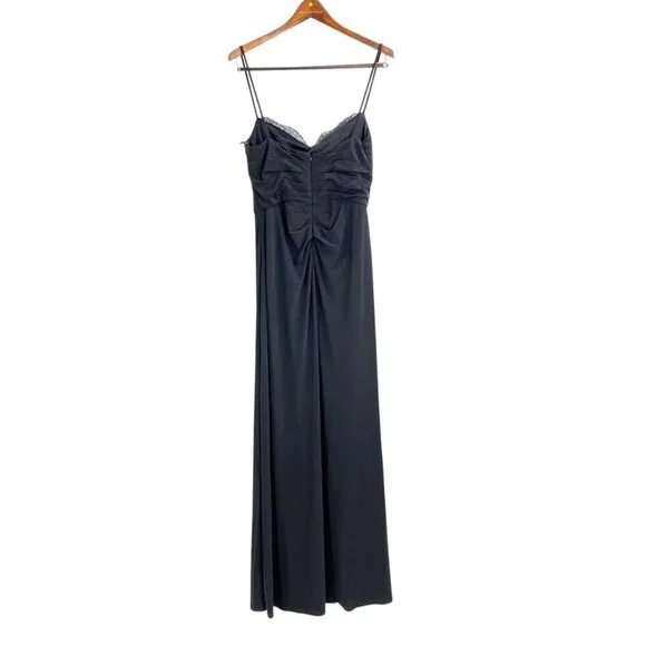 NWT Vera Wang Black Lace Trim Draped Whimsigoth Maxi Dress Womens Size 8 Classic - Picture 3 of 10